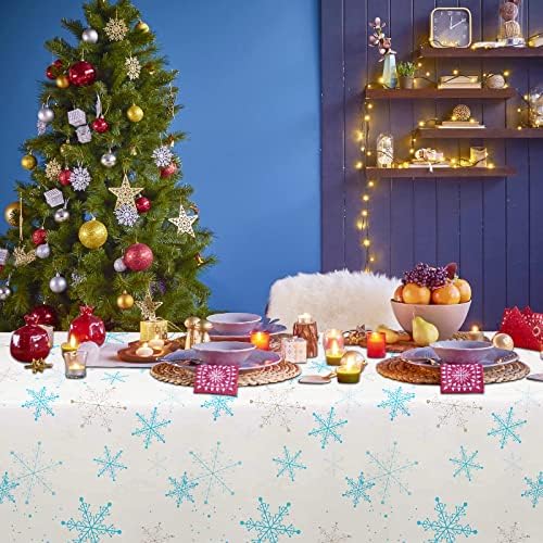 PHOGARY 3 Pack Snowflake Tablecloths for Christmas Parties