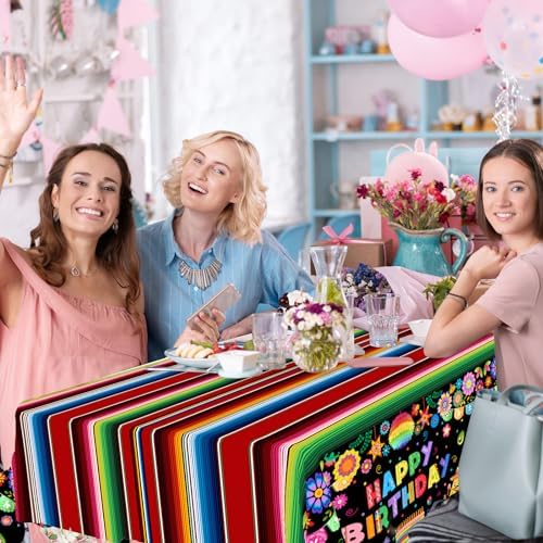 Mocsicka 3 Pcs Mexican Fiesta Tablecloth Decorations