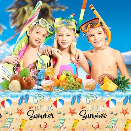 GREHUMOR 3pcs Hawaiian Summer Tablecloths for Beach Parties