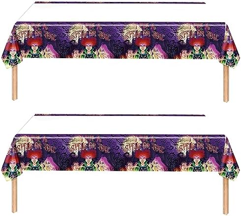 Omto 2pcs Hocus Pocus Tablecloth for Birthday Party