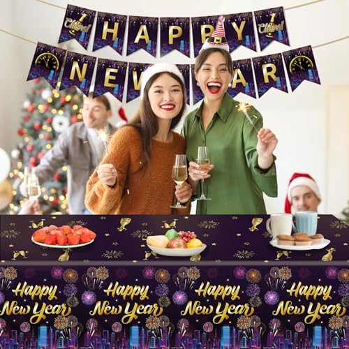 3Pcs New Year Party Tablecloths 2025 Decorations