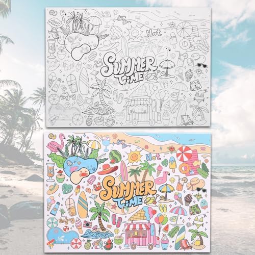 Hawaiian Coloring Poster for Kids and Adults