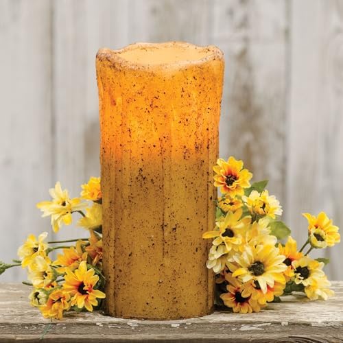 CWI Gifts Burnt Ivory Drip LED Timer Pillar Candle 1