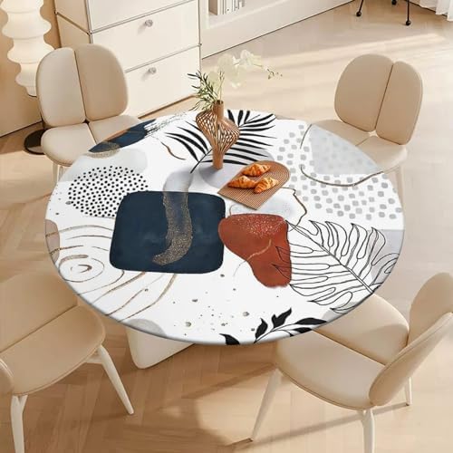 Outdoor Round Fitted Tablecloth with Elastic Edge