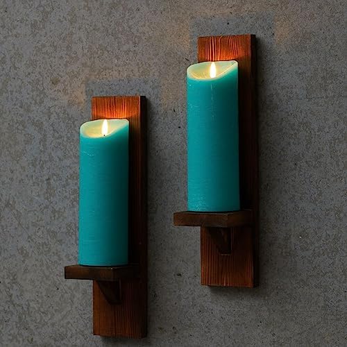 Flameless Teal Candles Set of 2 LED Candles with Remote