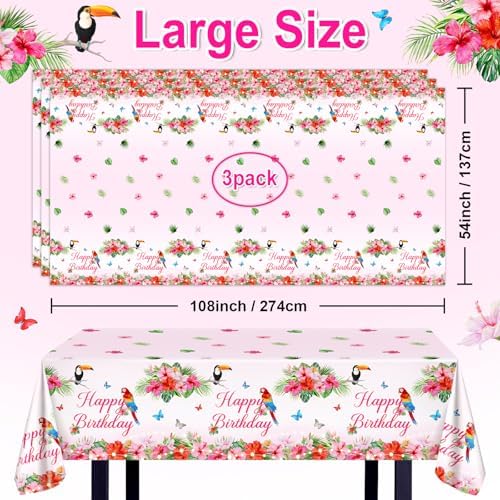 Avezano 3 Pcs Hawaiian Birthday Tablecloths