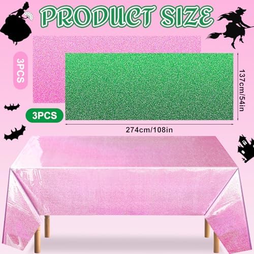 6 Pcs Witch Holographic Tablecloths Pink Green Party Decorations