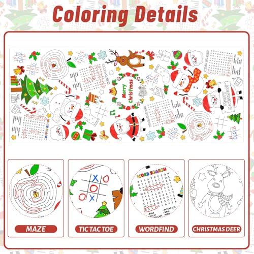 2 Pack Christmas Coloring Tablecloth for Kids