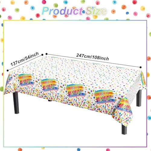 Colorful Happy Birthday Table Cover 54x108 inch