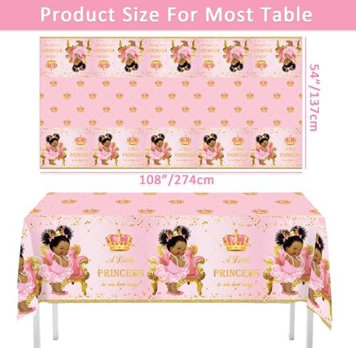 Yuzioey 3 Pack Princess Tablecloths - Royal Pink Baby Shower Decorations