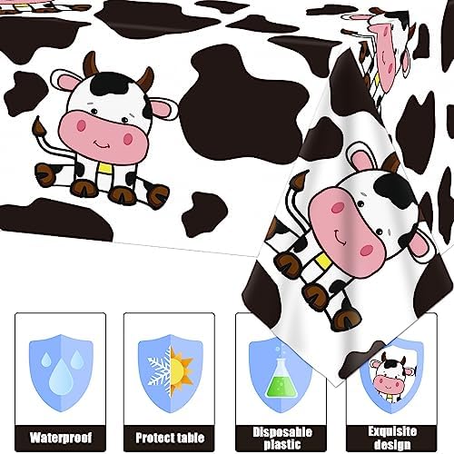 3 Pcs Cow Print Tablecloth for Farmhouse Birthday Party