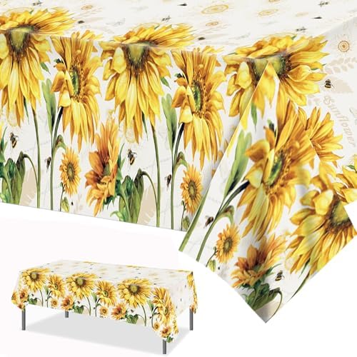 2 Pcs Sunflower Theme Tablecloth for Baby Shower and Birthday Party