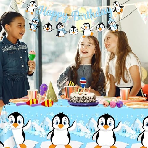 3 Pack Penguin Birthday Decorations Tablecloths for Kids Party