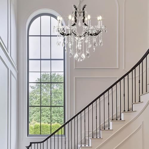 Modern Black Crystal Chandelier with 8 Lights