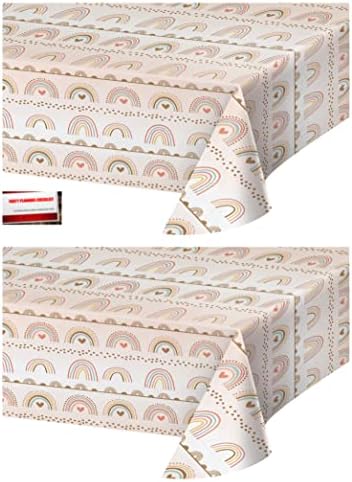 2 Pack Rainbow Boho Paper Table Cover 44x88 Inches