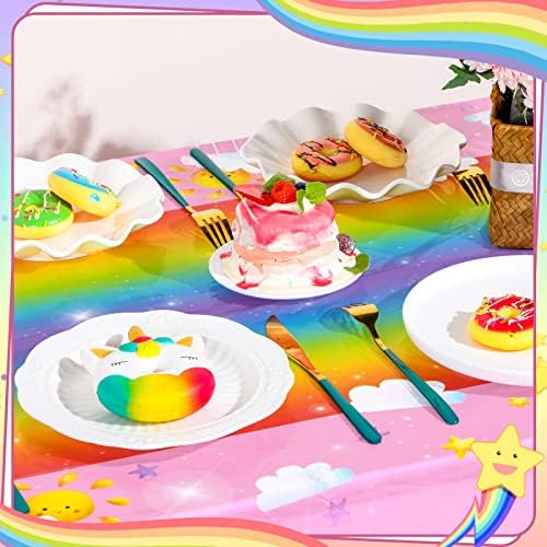 Tudomro Rainbow Tablecloth 54x108 Inches 3 Pcs