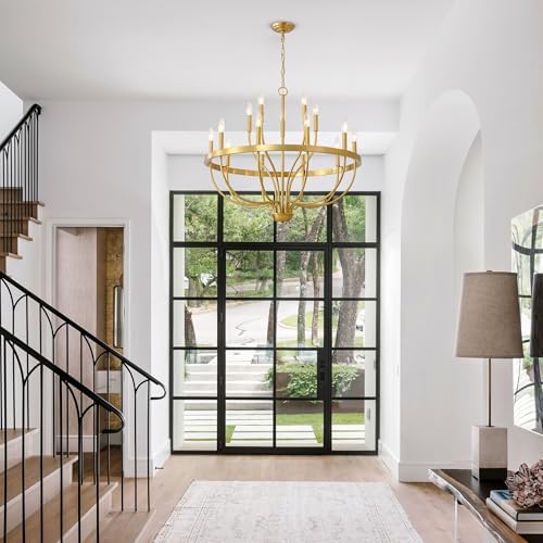 Modern Farmhouse Gold Chandelier 15 Light Pendant Lighting