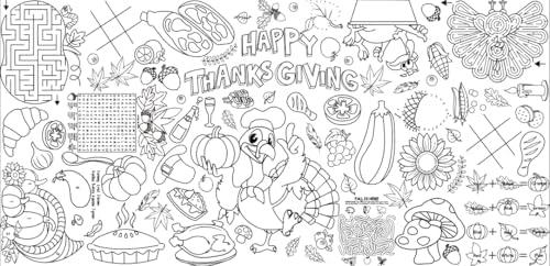 DERAYEE Thanksgiving Coloring Tablecloth for Kids 1