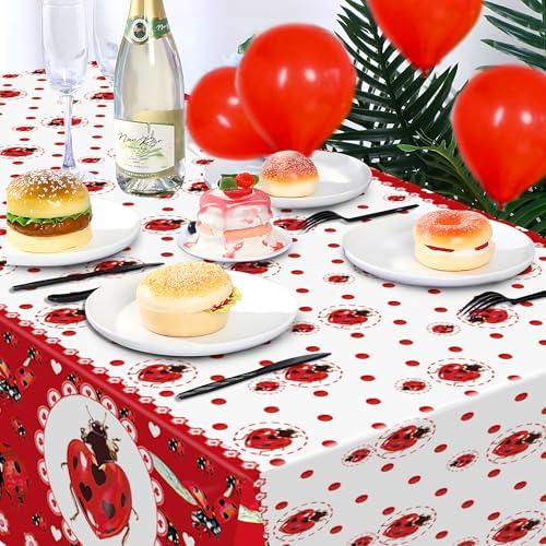 Ladybugs Party Tablecloths for Kids Birthday and Baby Shower