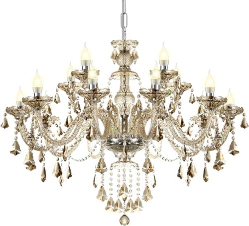Ridgeyard 15 Light Crystal Chandelier Cognac