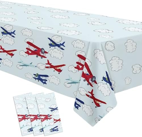 Airplane Party Decorations Tablecloth 3 Pack Disposable