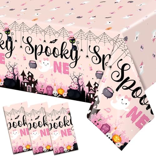 3Pcs Spooky One Halloween Birthday Tablecloths for Kids
