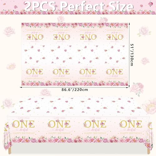 2 Pack Floral Little Miss Onederful 1st Birthday Tablecloths