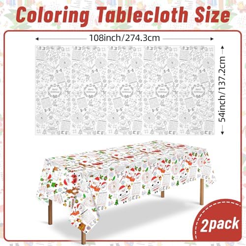 2 Pack Christmas Coloring Tablecloth for Kids