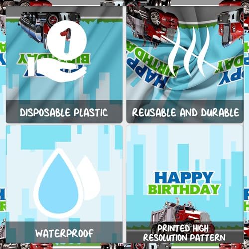 Truck Birthday Tablecloth for Boys Girls Green Party Supplies