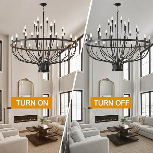 48 Inch Black Chandelier for Dining Room with 33 Lights