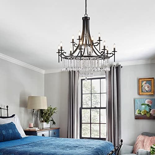 WUZUPS 12-Light Candle Chandelier Black