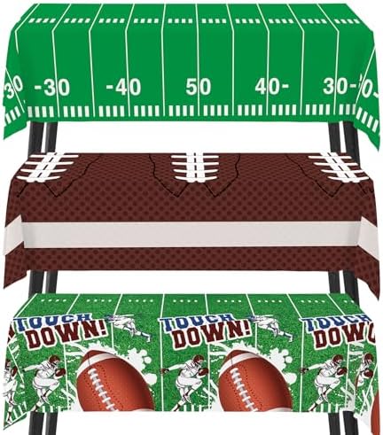 3 Pack Football Plastic Table Cloth 54x108 Inch