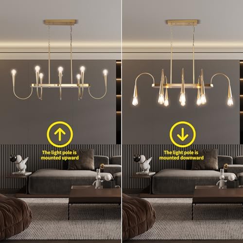 Modern Farmhouse 8-Light Gold Chandelier for Dining Room