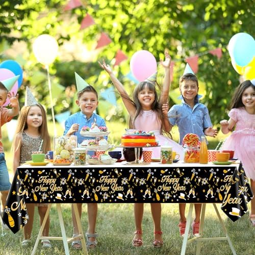 Happy New Year Plastic Table Cloth 108x54 Inches