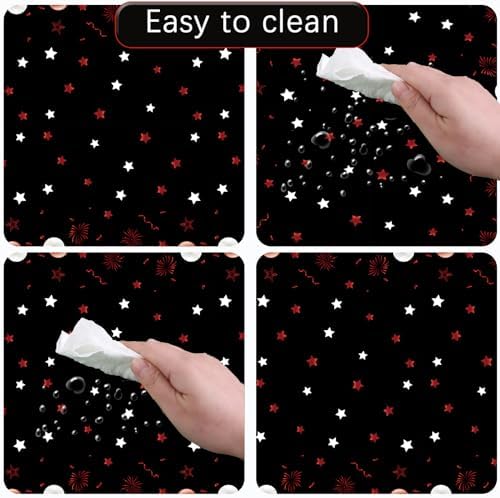 MRJ Black and Red Stars Tablecloths 3 Pack Birthday Decorations