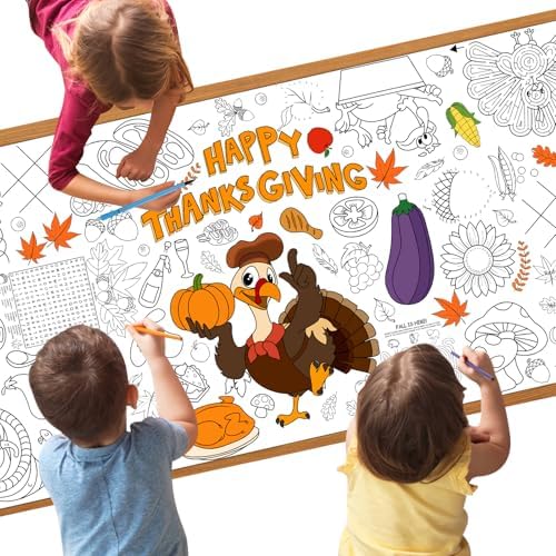 DIYASY Thanksgiving Coloring Tablecloth for Kids