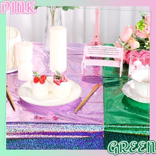 6 Pcs Witch Holographic Tablecloths Pink Green Party Decorations