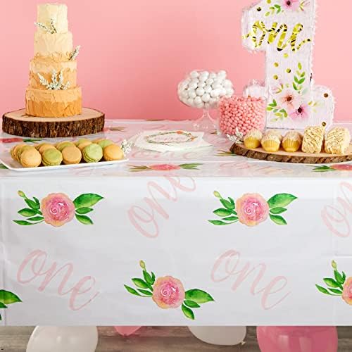 Juvale 3 Pack Girls 1st Birthday Tablecloths Floral Plastic Party Covers