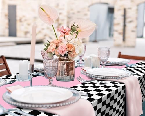 Irenare 3 Pack Racing Car Table Covers 54x108 Inch Pink
