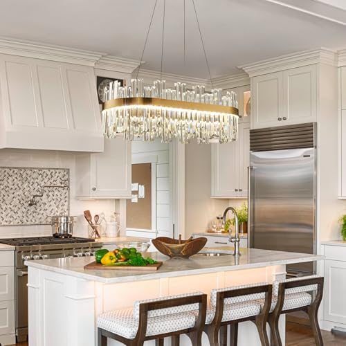 393 Inch Dimmable Gold LED Crystal Chandelier