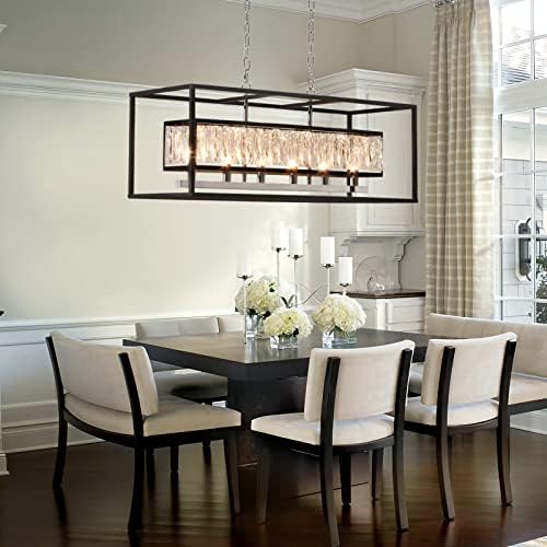 Vezzio 6-Light Black Rectangle Chandelier for Dining Room and Kitchen Island