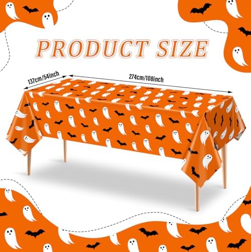 3PCS Orange Halloween Ghost Tablecloth for Kids Party