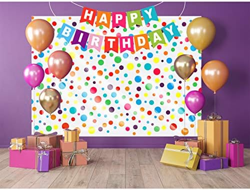 Tatuo 2 Pcs Rainbow Polka Dot Tablecloth with Birthday Banner