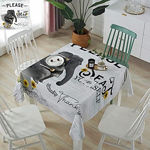 ZOE GARDEN Square Waterproof Tablecloth Grey Farmhouse