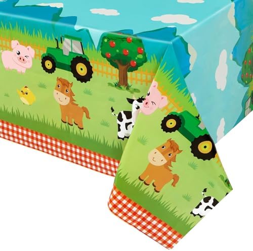 WERNNSAI 2 PCS Farm Table Cloth for Kids Party