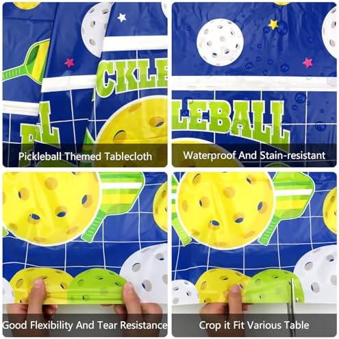 Lilwemen 3 Piece Pickleball Tablecloth Decorations 51x865in