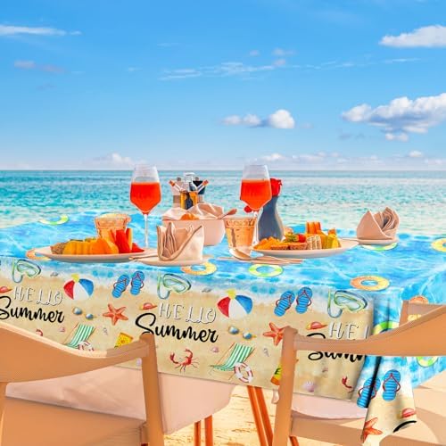 GREHUMOR 3pcs Hawaiian Summer Tablecloths for Beach Parties