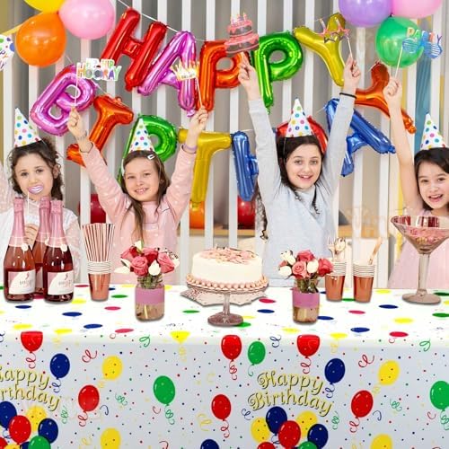 VHUWE 2 Pcs Birthday Tablecloth 54x108 Inch