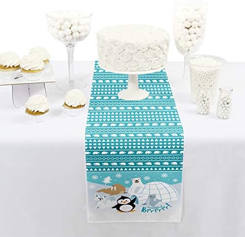 Big Dot of Happiness Arctic Polar Animals Table Runner 12x60 Inches