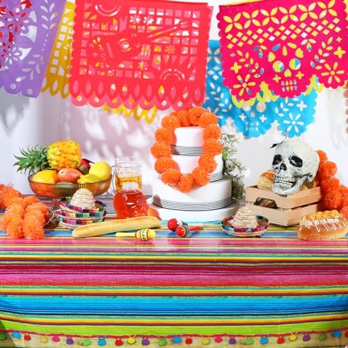 Preboun Mexican Tablecloth and Fiesta Banner Decorations 24 Pcs